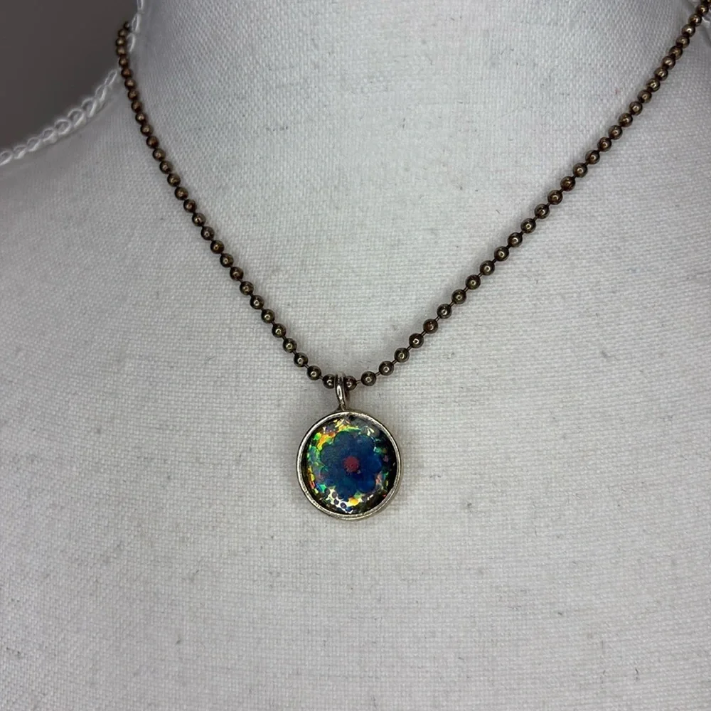 Vintage July Blue Birth Flower Necklace. Y2K